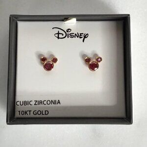 Disney Mickey Mouse 10kt Gold Red Cubic Zirconia July Birthstone Stud‎ Earrings